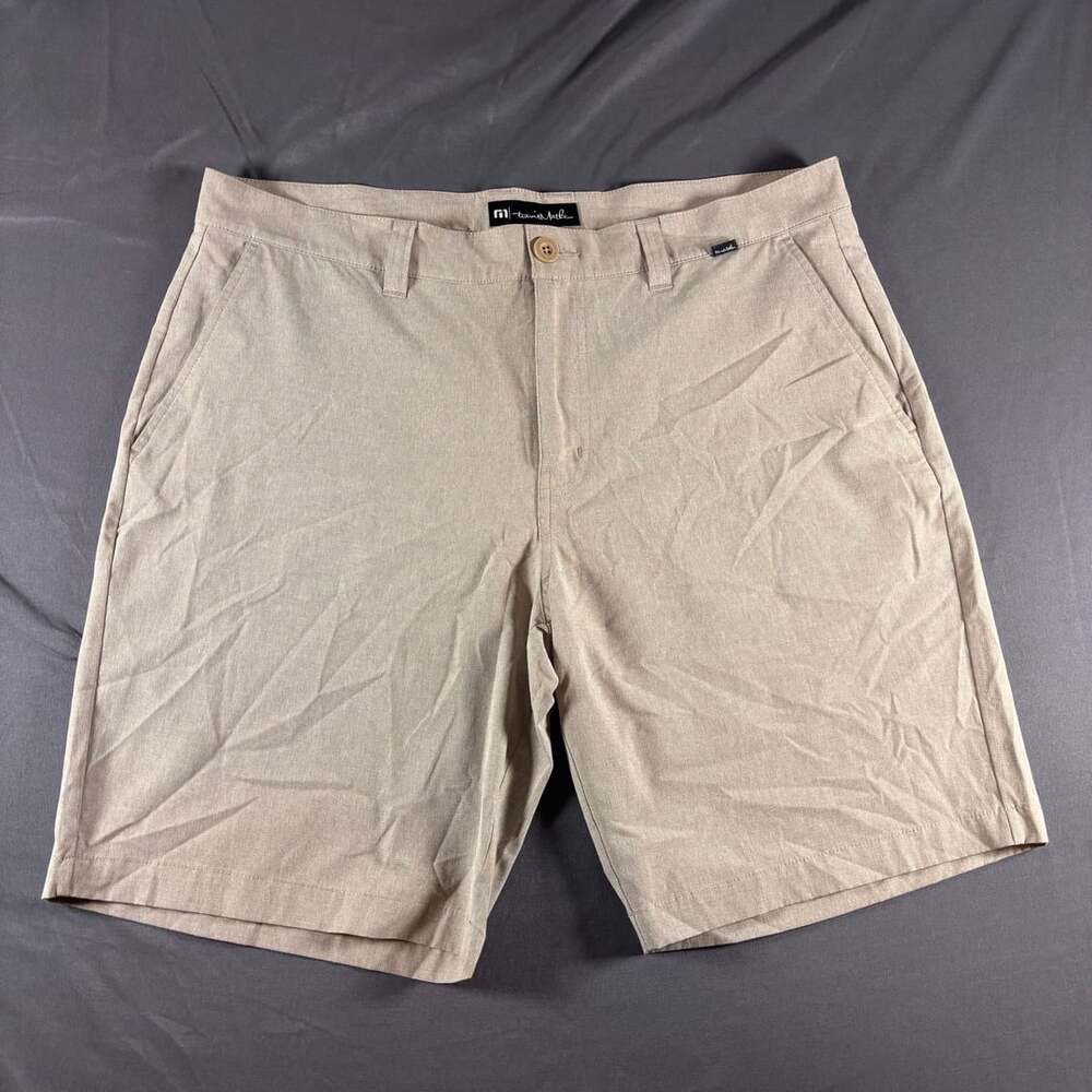 TravisMathew Performance Golf Shorts Mens Size 36 Tan Stretch Casual